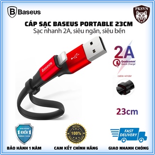 Cáp Sạc Baseus Portable 23cm (Sạc nhanh 2A, Siêu ngắn, Siêu bền) cho 13 Pro Max trở xuống, Hỗ Trợ Truyền Dữ Liệu Tốc Cao