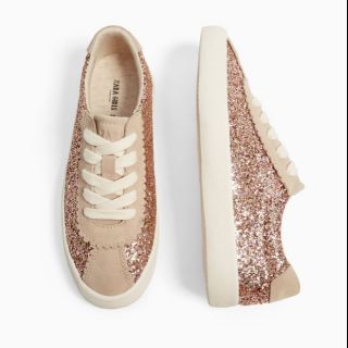 GIÀY SNEAKERS ZARA ĐẾ MỀM PHỐI DA- GLITTER PLIMSOLLS WITH LEATHER TRIMS