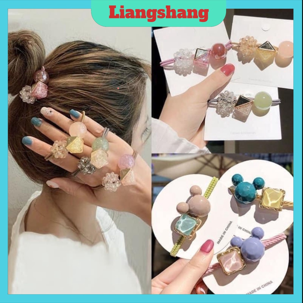 Túi 20 chun buộc tóc nhựa trong mix nhiều hình dễ thương (tuyển sỉ).