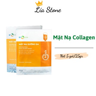 Mặt nạ Collagen dưỡng trắng da và ngăn ngừa lão hoá tối ưu BIOCOS hộp 5 gói/25g