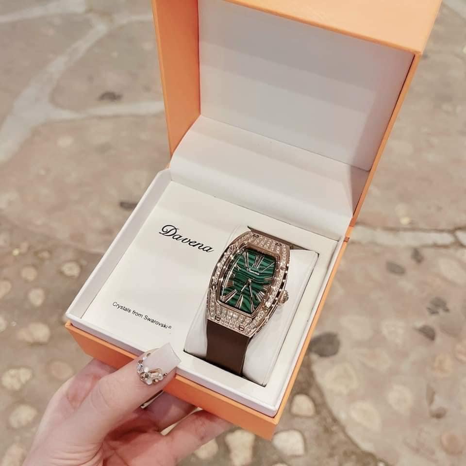 Đồng hồ nữ Davena mặt bầu quai silicon mềm dẻo, bảo hành 12 tháng