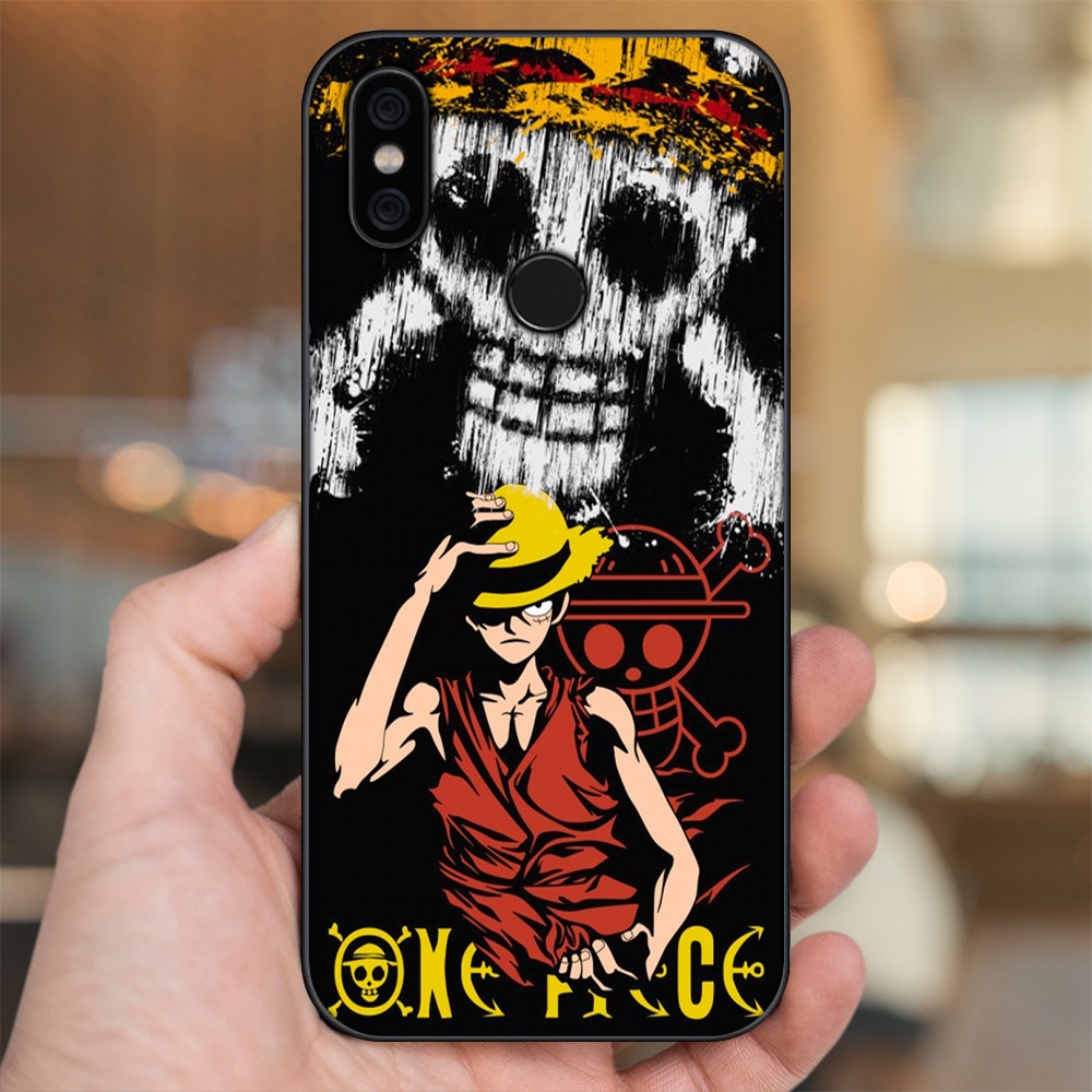 Ốp lưng Xiaomi Mi A2, Redmi 6X viền đen in hình Luffy One Piece