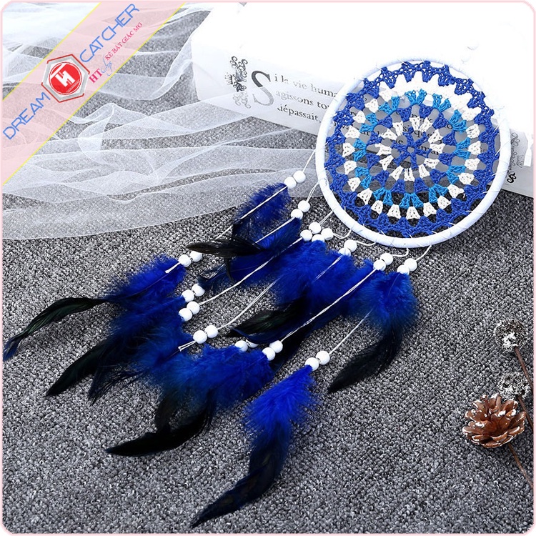 Lưới bắt giấc mơ Dreamcatcher Phụ kiện trang trí phòng ngủ Chuông gió treo cửa gắn lông vũ trang trí