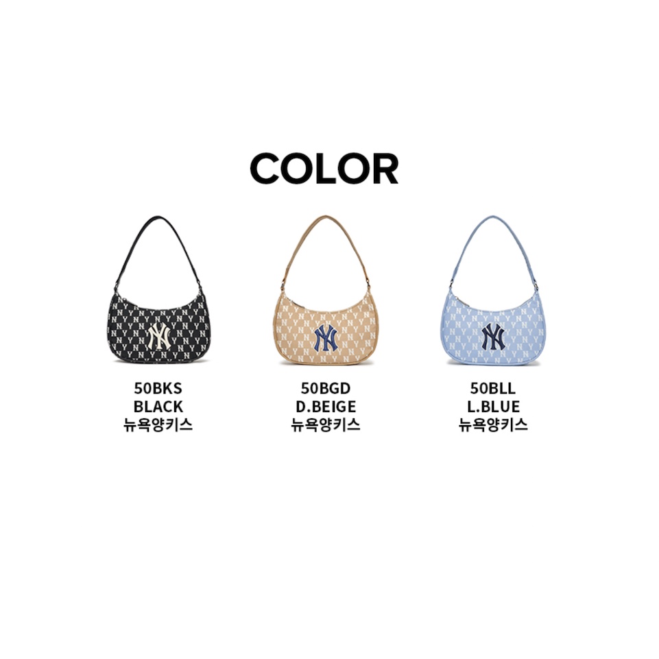 [CHÍNH HÃNG] TÚI MLB MONOGRAM HOBO BAG NEW YORK - *BABY BLUE* - CODE: 3ABQS012N-50BLL