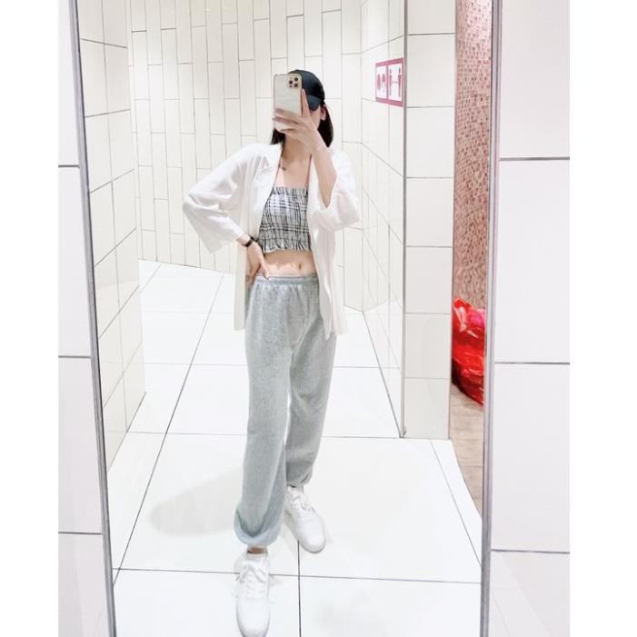 Quần Thun Nỉ GOURD Unisex [FREESHIP] 🌸 Jogger dáng thụng ống rộng bo gấu màu ĐEN | XÁM Ulzzang nam nữ SIÊU HOT 🌸 2021