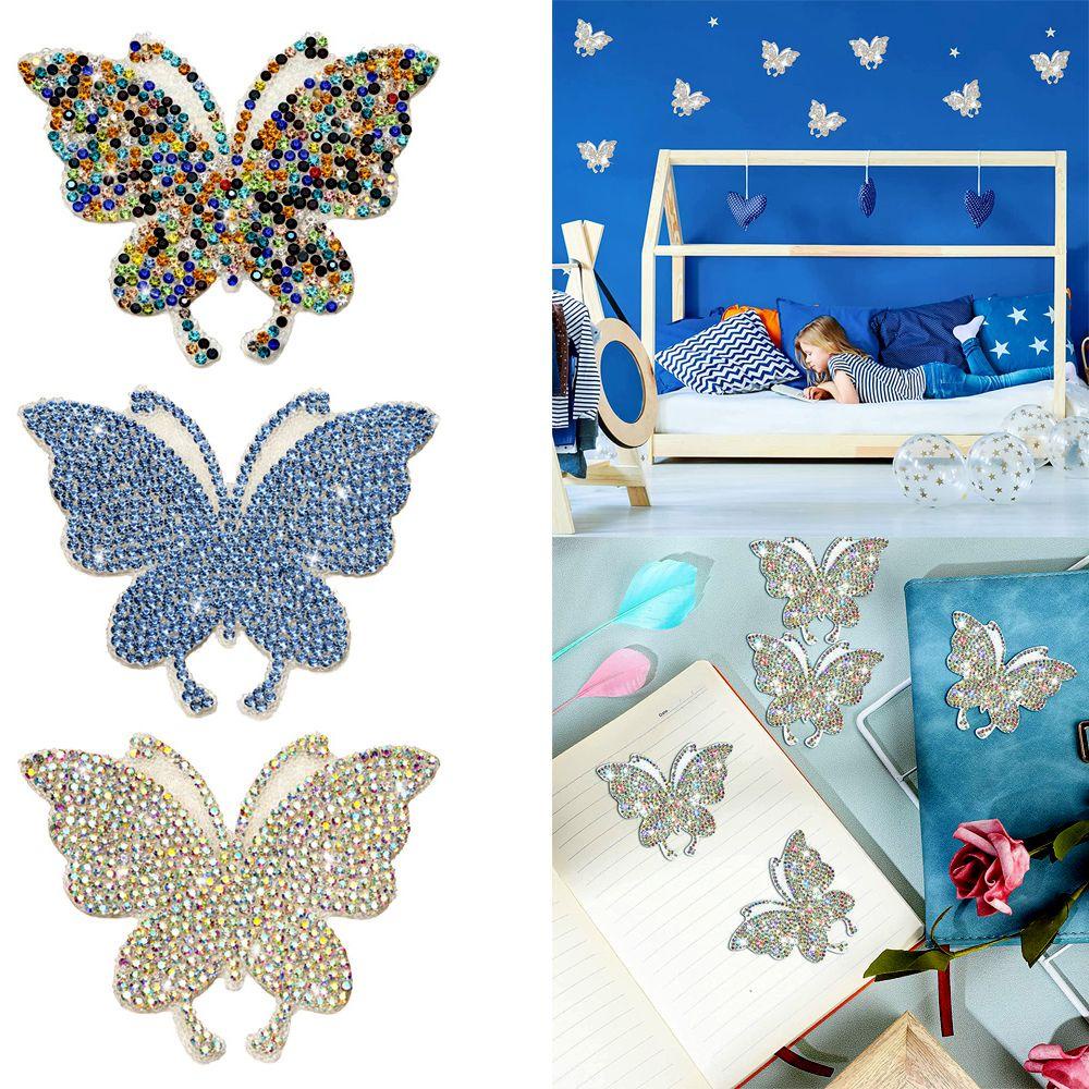 MAG Miếng Dán Trang Trí Laptop Xe Hơi Hình Bướm Đính Pha Lê Xinh Xắn