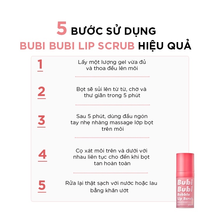 Gel Tẩy Tế Bào Chết Sủi Bọt Cho Môi Unpa Bubi Bubi Bubble Lip Scrub 10ml