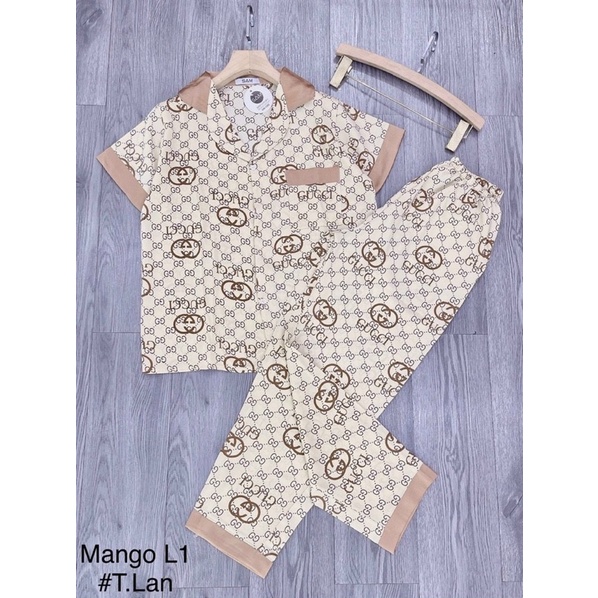 Bộ pijama lụa quần dài áo cộc mặc nhà hàng thiết kế siêu xinh