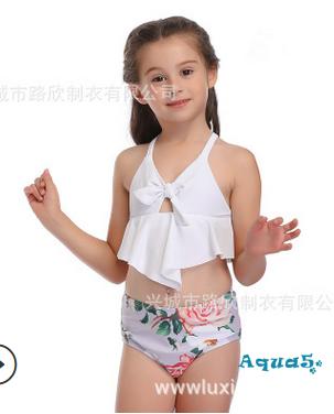 Bộ Bikini 2 Mảnh Họa Tiết Hoa / Chấm Bi Cho Bé Gái