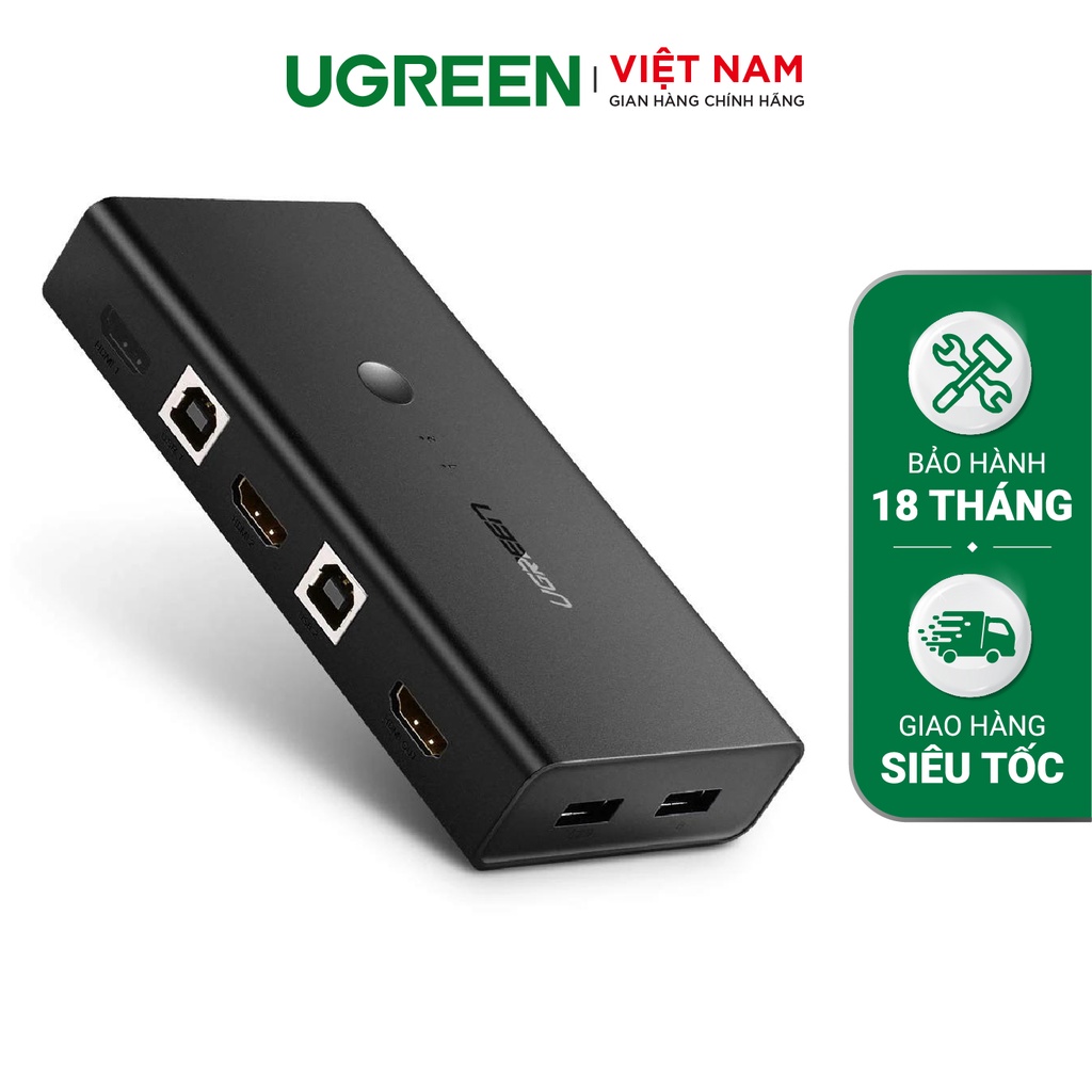 Bộ gộp HDMI KVM 2 máy tính dùng chung 1 màn hình, sử dụng chung chuột và bàn phím UGREEN 50744