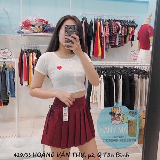 [Ảnh_thật_cuối] Áo croptop gài nút thêu tim
