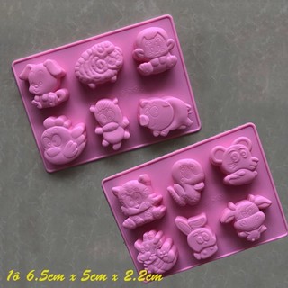 Khuôn silicon 12 con giáp 3d ( mỗi khuôn có 6 con)