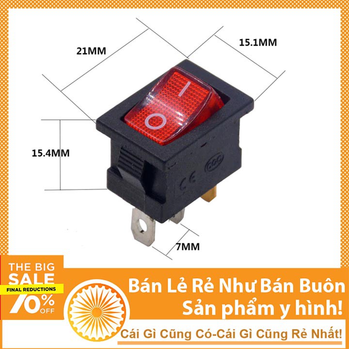 Công Tắc Bập Bênh Có Đèn KCD1 6A/250V 3 Chân 2 Chế Độ ON-OFF