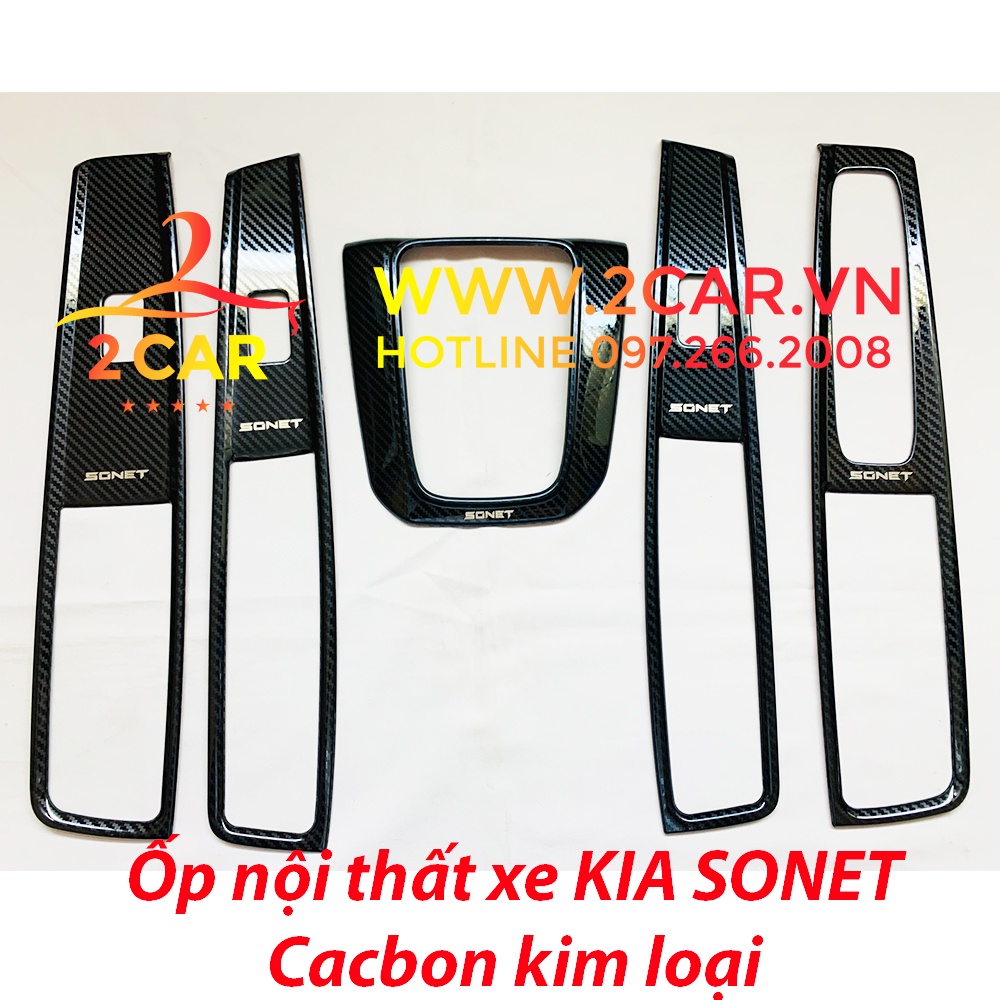 Ốp nội thất CARBON xe Kia SONET 2021-2022, vân CARBON kim loại cao cấp