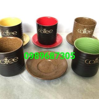 Cốc cafe hình trụ 150ml kèm dĩa
