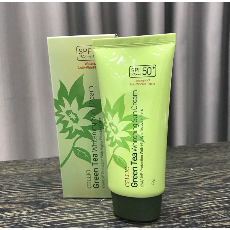 Kem chống nắng trà xanh Cellio Green Tea Whitening Sun Cream SPF 50+