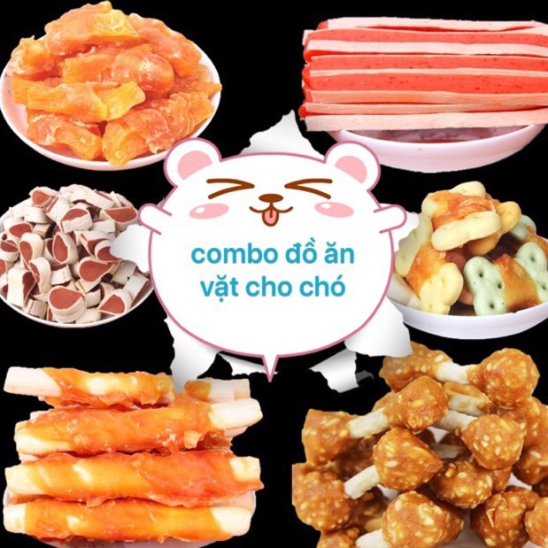 Combo 6 món đồ ăn vặt cho chó (Tặng xúc xích)