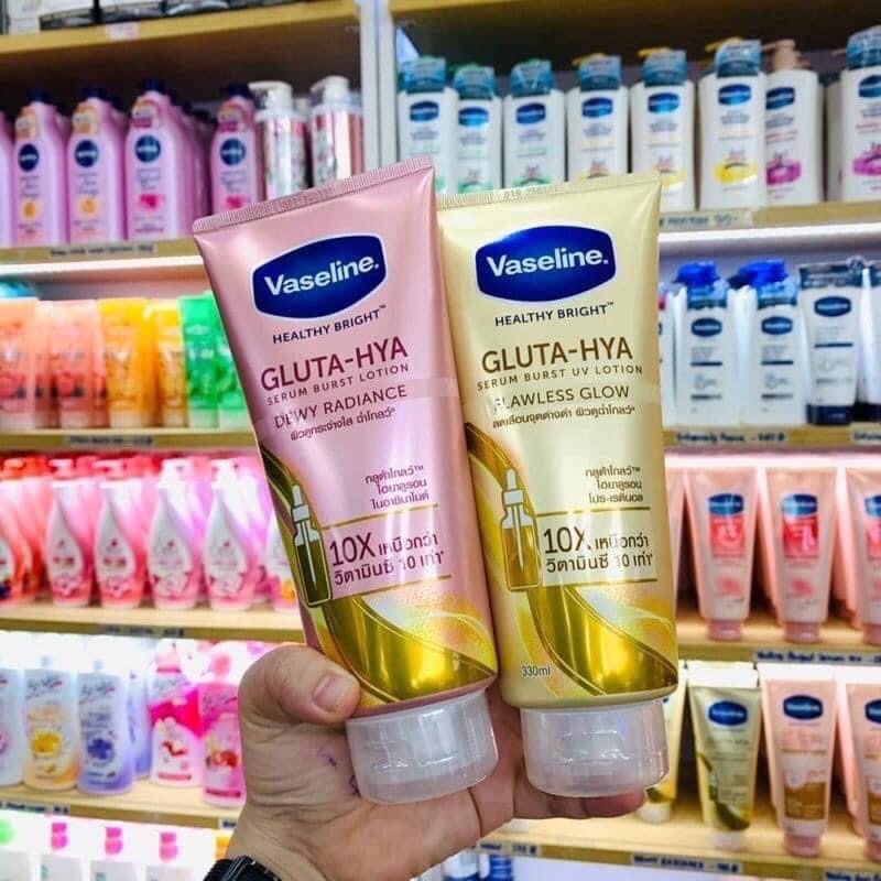 01 Chai Sữa Dưỡng Ẩm Vaseline GLUTA-HYA Serum Burst Uv Lotion Thái Lan 330ml