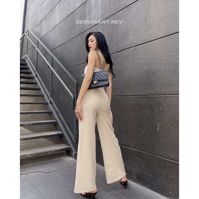 Noemie Linen Trousers - Quần Linen ống rộng be sáng SEDUISANT