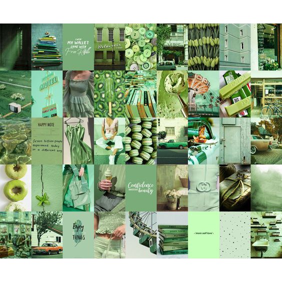 12 tấm Wall Collage dán tường trang trí phòng ngủ - theme Evergreen