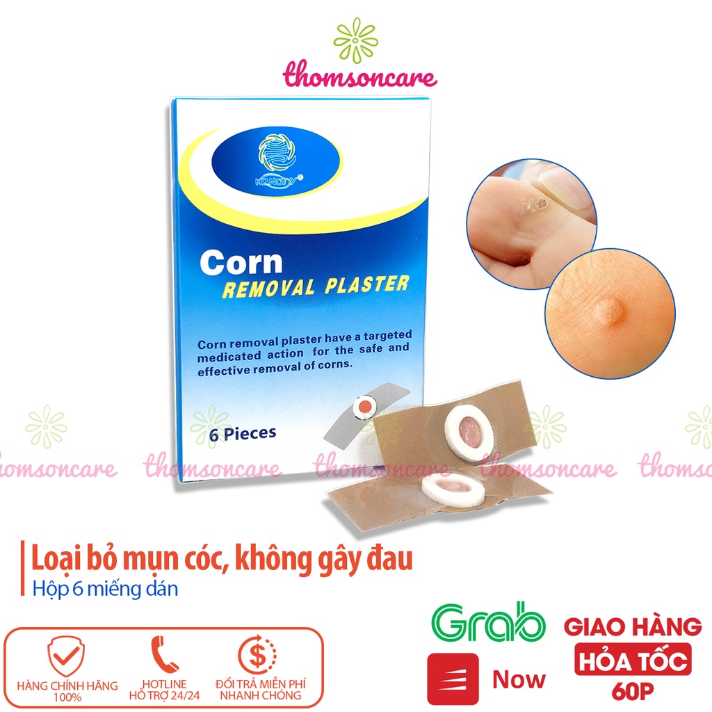 Miếng dán mụn cóc Corn Removal Plaster Hộp 6 miếng dán mụn cơm, chai chân an toàn, không gây đau