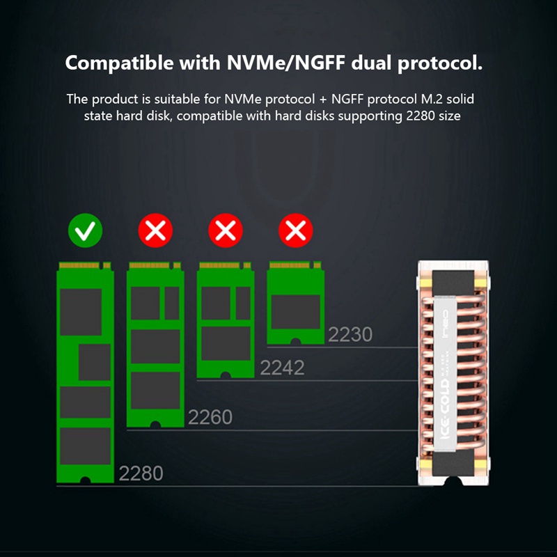 Ống Đồng Tản Nhiệt M2 SSD 2280 M.2 NVME NGFF M2 Hai Lớp