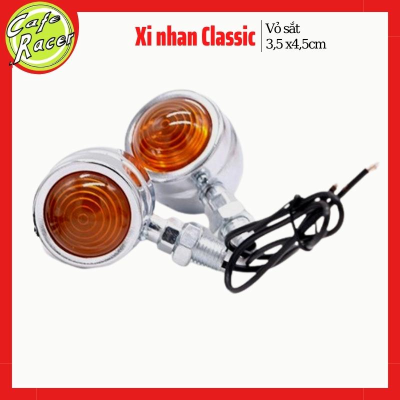 Xi nhan xe máy độ , xi nhan classic loại bé 3,5 x4,5cm hàng tốt vỏ sắt sơn đen chuyên độ xe