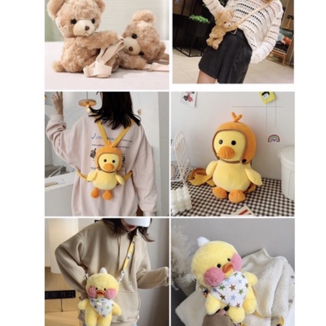 Túi đeo chéo thú bông hình chú vịt gấu gà Khủng Long siêu kute
