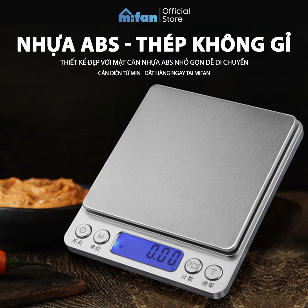 Cân Điện Tử Mini Cân Tiểu Ly Nhà Bếp Cao Cấp 2021 MIFAN 0.01g - 10kg - Nhỏ Gọn, Siêu Chính Xác, Thép Không Gỉ, Màn LCD