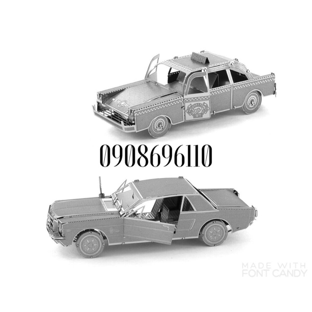 Đồ chơi mô hình lắp ráp 3d kim loại combo xe cổ điển và xe taxi, đồ chơi xếp hình
