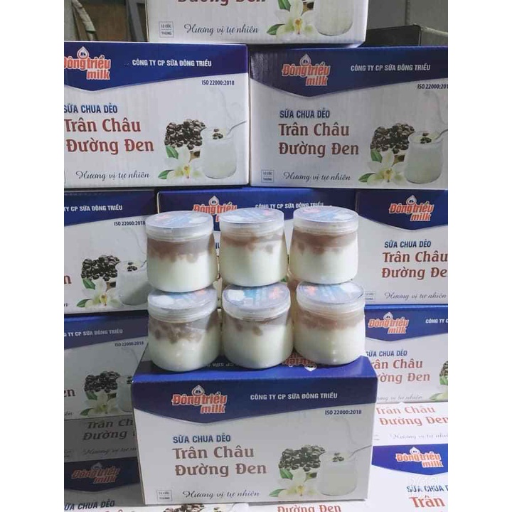 Sữa chua trân châu đường đen, sữa chua Đông Triều, vỉ 6 hũ
