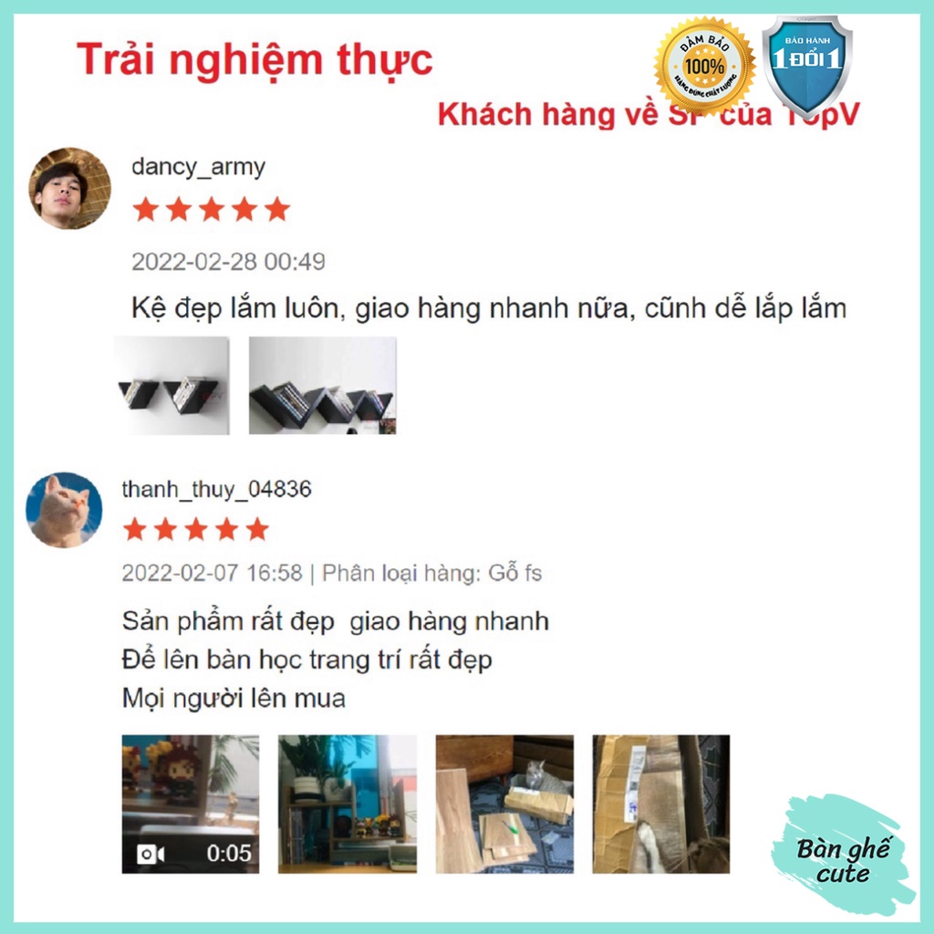 Kệ sách treo tường TopV giá sách gỗ tủ để đựng đỡ kê vở cho bé decor nhỏ mini giá rẻ ziczac Bàn Ghế Cute