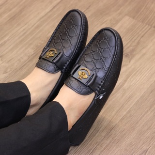 Giày lười nam da bo nguyên miếng dập vân Gucci M017