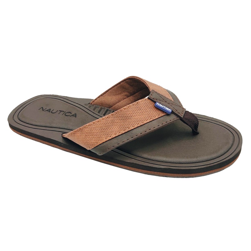 Dép Nam Nautica Latmon Logo-Embossed Thong Sandal - Brown/Tan