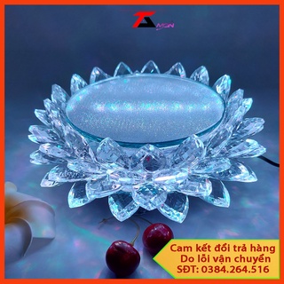 Đài sen tròn đổi màu sắc nhiều kích thước đế pha lê để tượng phật, để tượng quan âm, có điều khiển từ xa