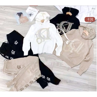 Set bộ len đính đá dii.or** big size có mũ thu đông s85