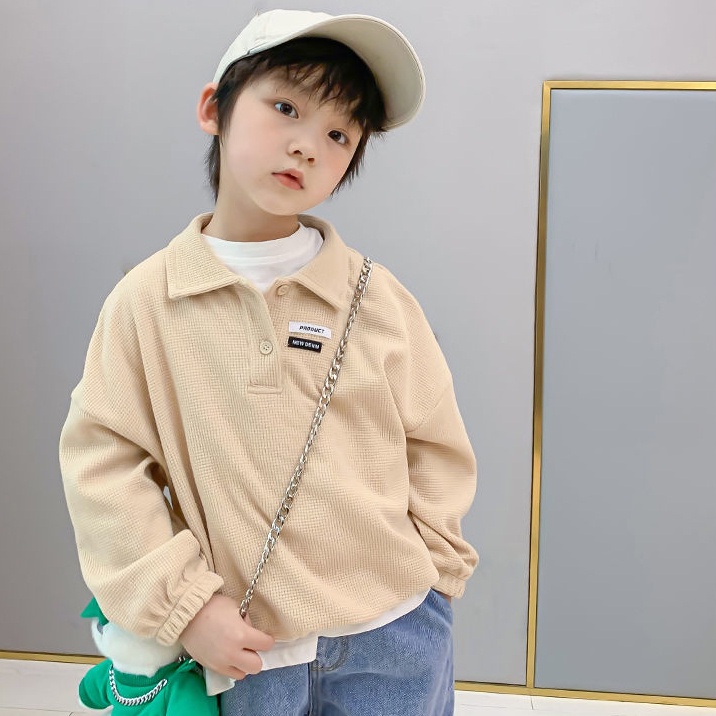 Áo Hoodie Bé Trai Polo Dài Tay Mới Hàn Quốc