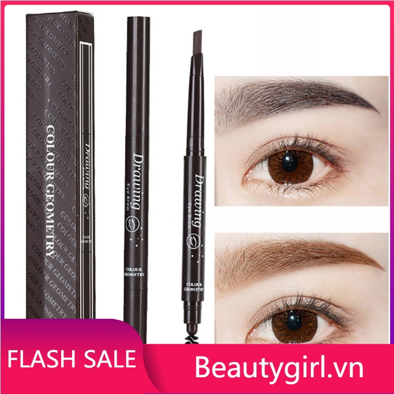 Bút chì kẻ lông mày 2 đầu hiệu ứng kép không thấm nước