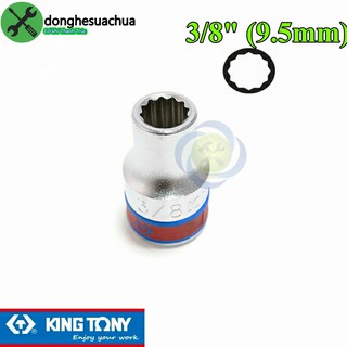 Tuýp 3/8 hệ icnh 1/2 kingtony 433012s loại ngắn 12 cạnh màu trắng 9.5mm