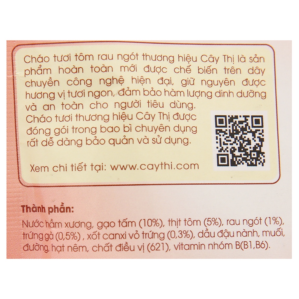 Cháo tươi tôm rau ngót Cây Thị gói 260g