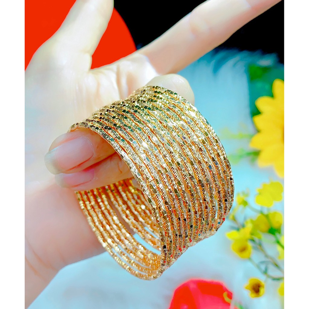 Bộ 7 vòng ximen mắt trúc mạ vàng 18K cao cấp JK Silver