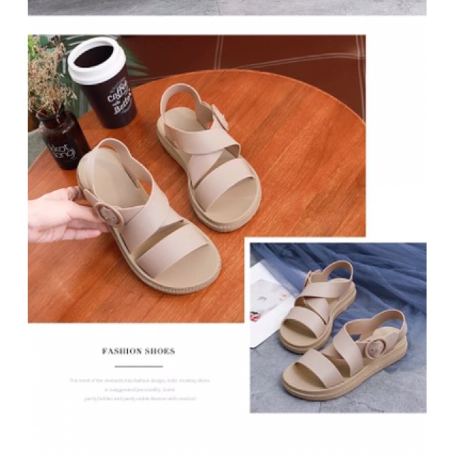 (Giày nữ boutique)Giày Sandal Nữ Nhựa Dẻo IDEP Đi Mưa Hapu (Đen, Hồng, Kem) - GL008