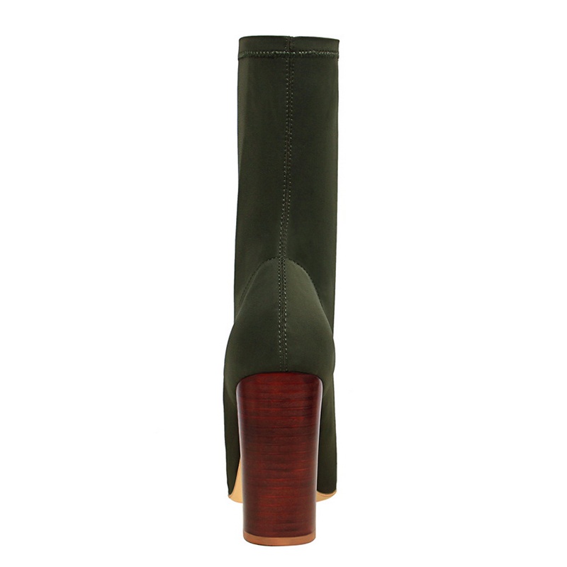 Bốt Cao Gót Mũi Nhọn Co Giãn Thiết Kế Đơn Giản Thời Trang