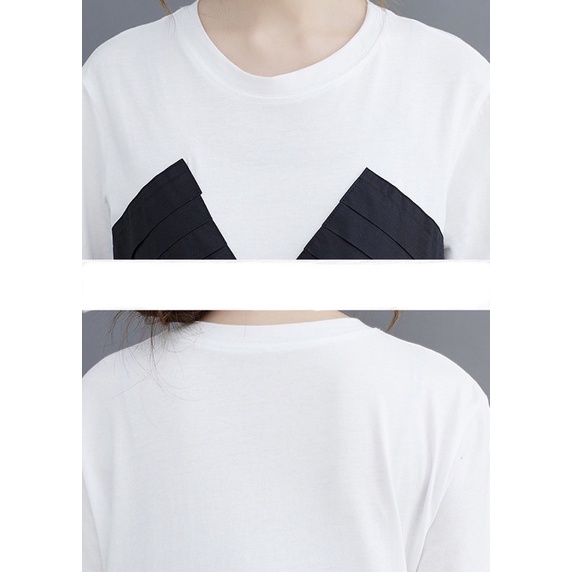 Bigsize dưới 70kg Váy yếm liền đen trắng, váy bầu mặc được