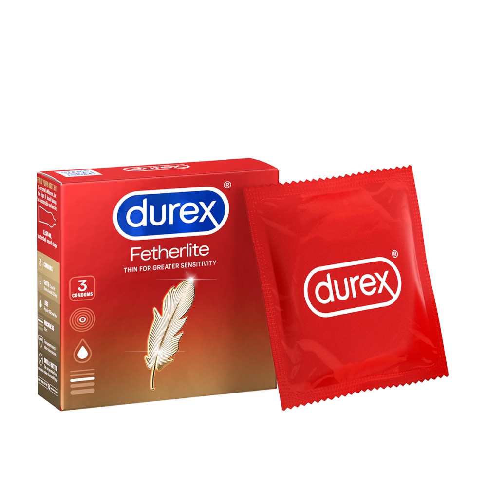 Bao cao su Durex Fetherlite siêu mỏng, size 52.5mm, 3 bao/hộp