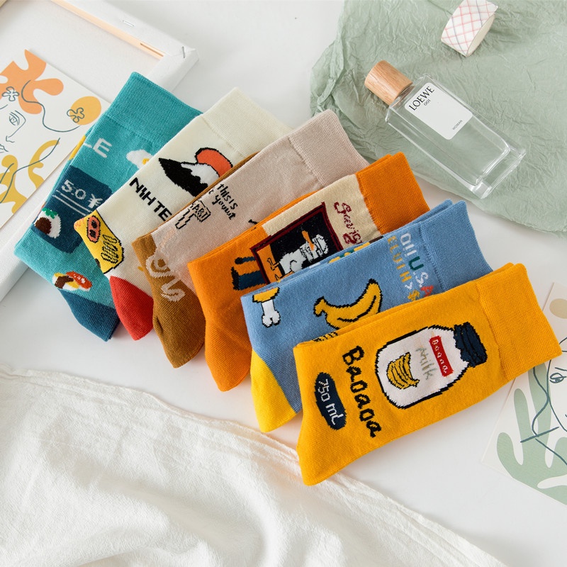 Vớ tất unisex núi lửa chuối xanh cổ cao