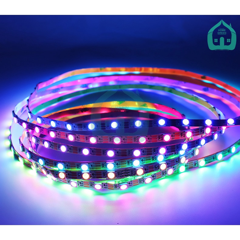 Đèn led dây dán WS2812B ARGB bản rộng 5,5mm mỏng 2mm điện áp 5v 60 led/m