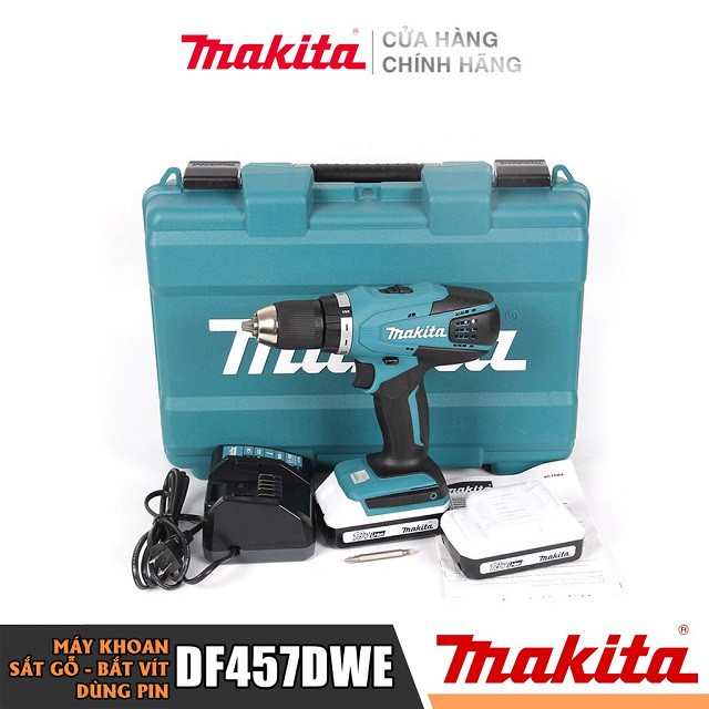 [Chính Hãng] Máy Khoan Bắt Vít Dùng Pin Makita DF457DWE (18V), Bảo Hành Tại Các TTBH Toàn Quốc