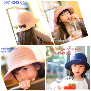 Mũ Nhún Bèo bé gái màu kem, hồng