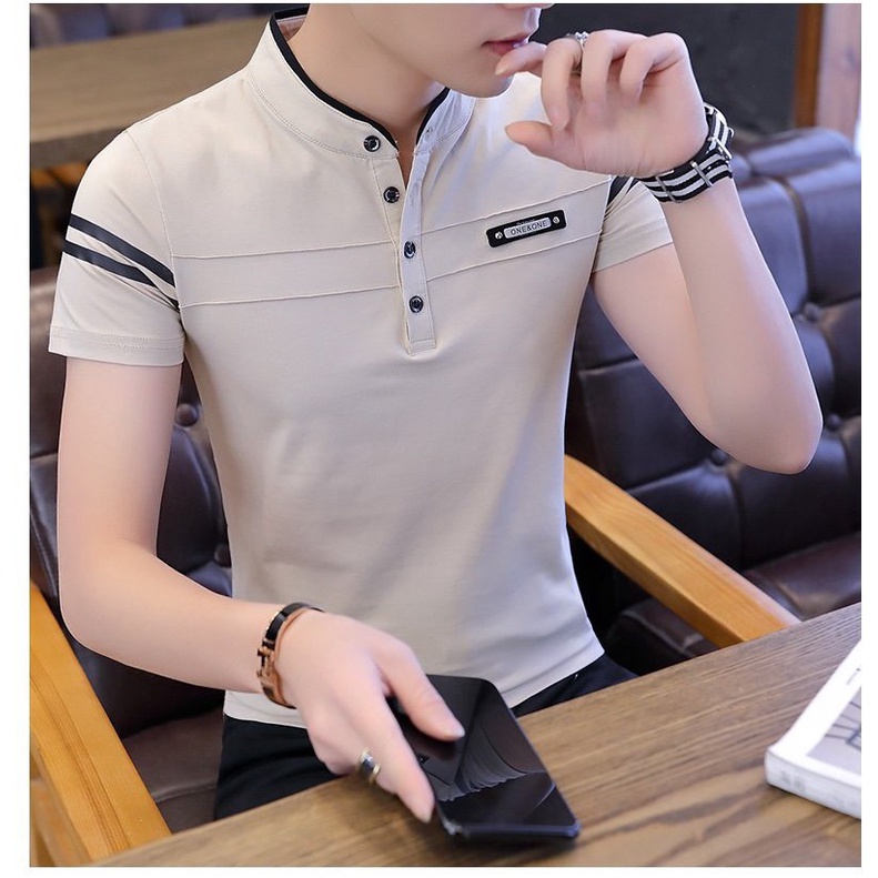 Áo Thun Nam, Áo Polo Nam Có Cổ Vải Thun Cotton Cao Cấp Mẫu mới 2022 Thiết Kế Sọc Ngang LoGo ONE ONE